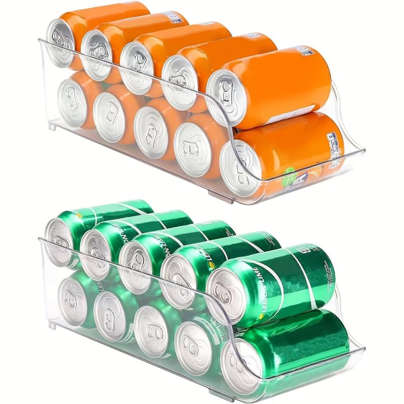 Refrigerator Can Dispenser Organizer Rack Clear Plastic
