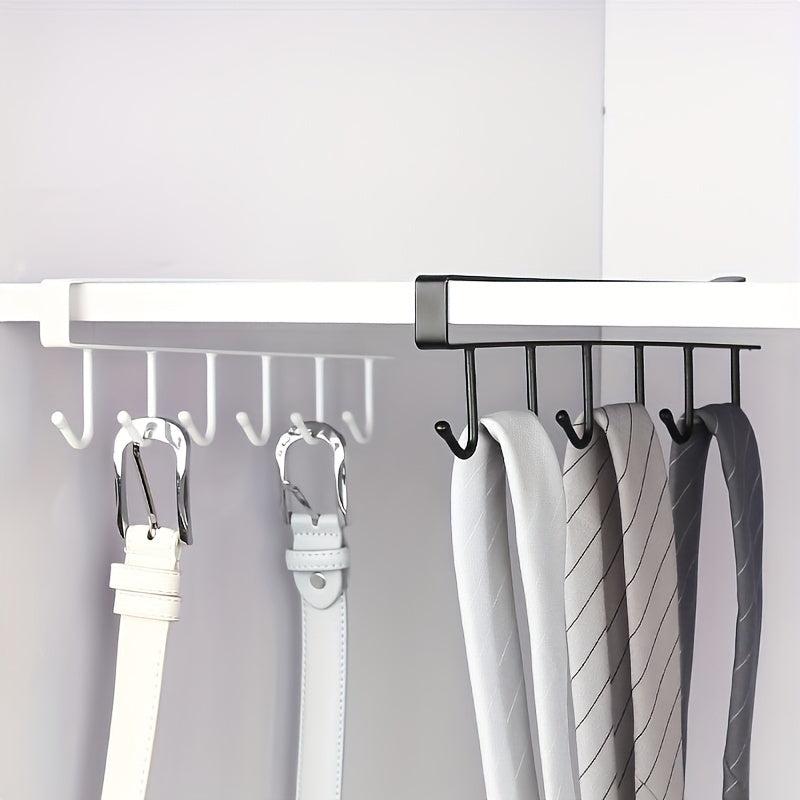 6 Hook Under Cabinet Coffee Mug Rack Holder Organizer Kitchen Storage Hooks