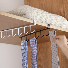 6 Hook Under Cabinet Coffee Mug Rack Holder Organizer Kitchen Storage Hooks