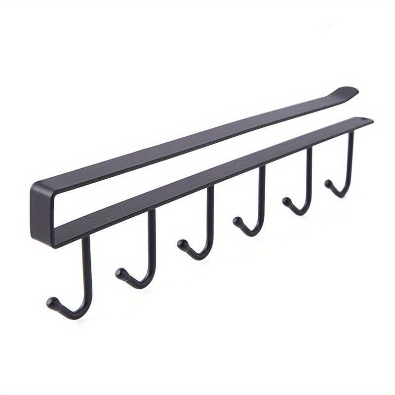 6 Hook Under Cabinet Coffee Mug Rack Holder Organizer Kitchen Storage Hooks
