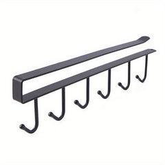 6 Hook Under Cabinet Coffee Mug Rack Holder Organizer Kitchen Storage Hooks