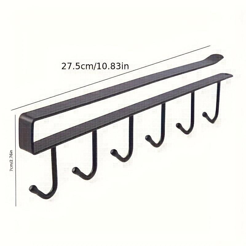 6 Hook Under Cabinet Coffee Mug Rack Holder Organizer Kitchen Storage Hooks