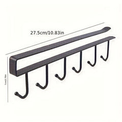 6 Hook Under Cabinet Coffee Mug Rack Holder Organizer Kitchen Storage Hooks