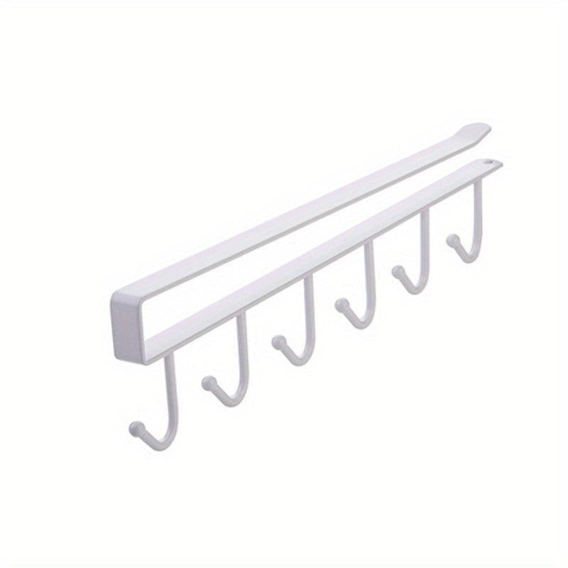 6 Hook Under Cabinet Coffee Mug Rack Holder Organizer Kitchen Storage Hooks