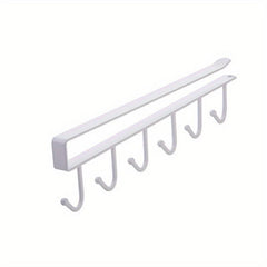 6 Hook Under Cabinet Coffee Mug Rack Holder Organizer Kitchen Storage Hooks