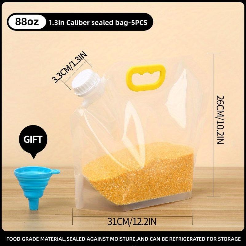 5pcs Foldable Sealed Food Storage Bags with Lids