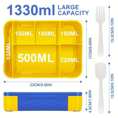 Leakproof Square Lunch Box w/ Microwave Heating Divided Bento Box Spoon Fork