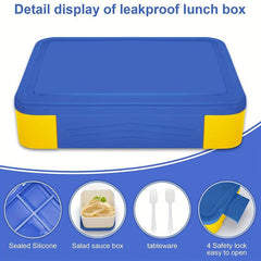 Leakproof Square Lunch Box w/ Microwave Heating Divided Bento Box Spoon Fork