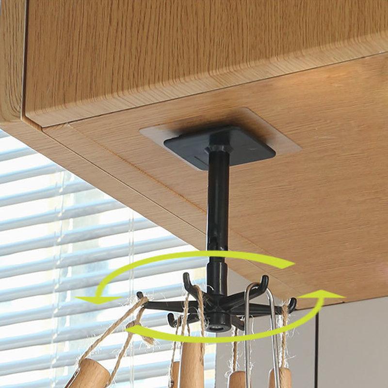 360 Degree Rotating 6 Claw Rack Organizer Self Adhesive Towel Rack