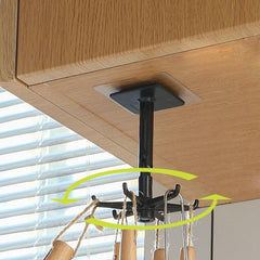360 Degree Rotating 6 Claw Rack Organizer Self Adhesive Towel Rack
