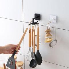 360 Degree Rotating 6 Claw Rack Organizer Self Adhesive Towel Rack