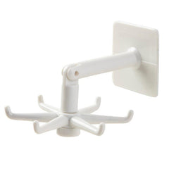 360 Degree Rotating 6 Claw Rack Organizer Self Adhesive Towel Rack