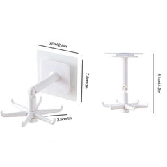 360 Degree Rotating 6 Claw Rack Organizer Self Adhesive Towel Rack