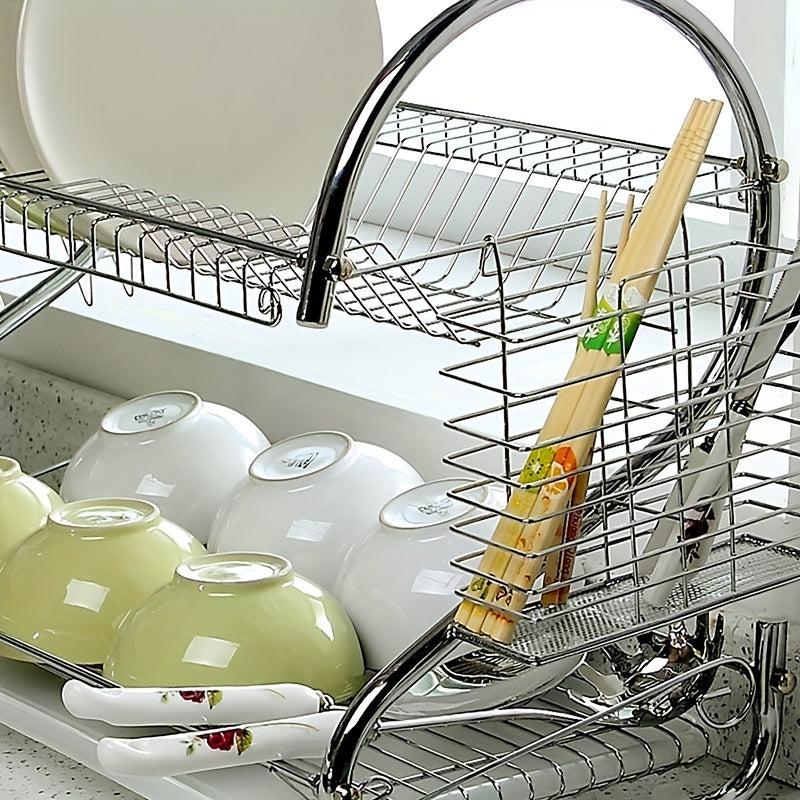 Kitchen Dish Drain Rack with Chopstick Cage - Drying and Draining Essential