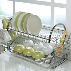 Kitchen Dish Drain Rack with Chopstick Cage - Drying and Draining Essential