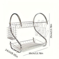 Kitchen Dish Drain Rack with Chopstick Cage - Drying and Draining Essential