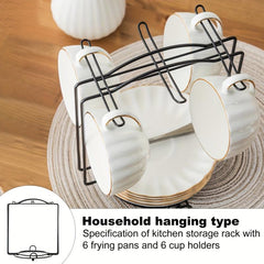 Hanging Cup Holder Coffee Cup Holder with 6 Discs and 6 Cup Bracket