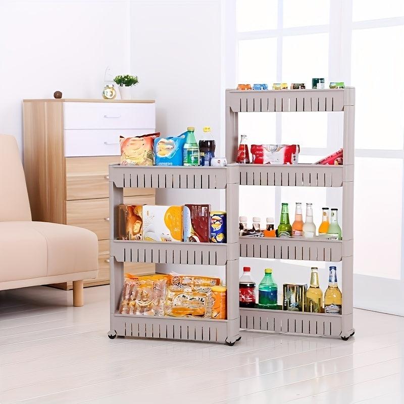 Slim Storage Organizer Shelf w/Wheels for Fridge & Kitchen Accessories