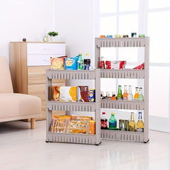 Slim Storage Organizer Shelf w/Wheels for Fridge & Kitchen Accessories