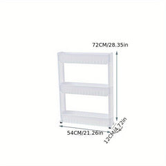 Slim Storage Organizer Shelf w/Wheels for Fridge & Kitchen Accessories