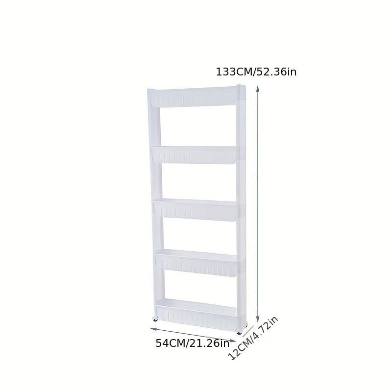 Slim Storage Organizer Shelf w/Wheels for Fridge & Kitchen Accessories
