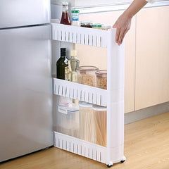 Slim Storage Organizer Shelf w/Wheels for Fridge & Kitchen Accessories