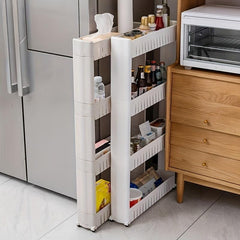 Slim Storage Organizer Shelf w/Wheels for Fridge & Kitchen Accessories