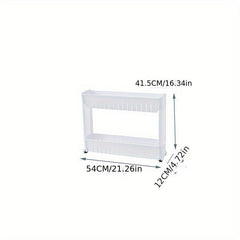 Slim Storage Organizer Shelf w/Wheels for Fridge & Kitchen Accessories