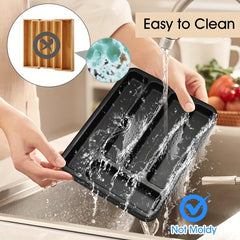 1pc Expandable Drawer Flatware Organizer 3 In 1 Cutlery Organizer