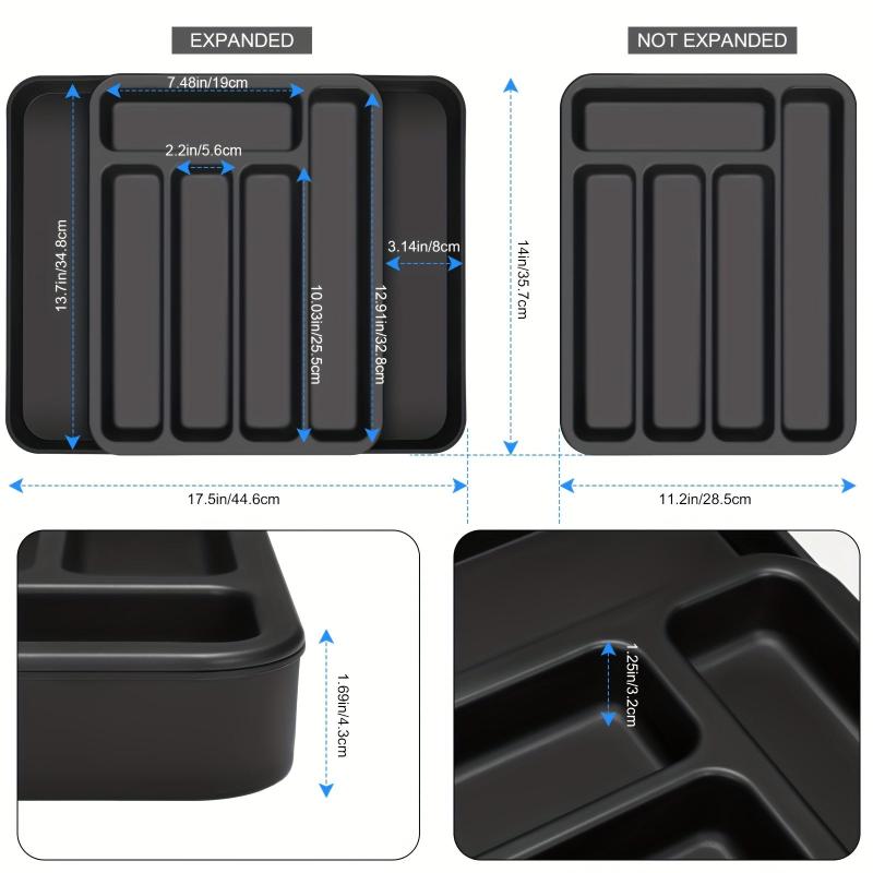 1pc Expandable Drawer Flatware Organizer 3 In 1 Cutlery Organizer