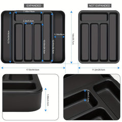 1pc Expandable Drawer Flatware Organizer 3 In 1 Cutlery Organizer