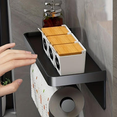 Wall Mounted Spice Rack With Shelf Condiment Storage Towel Rail
