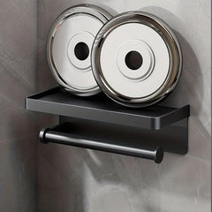Wall Mounted Spice Rack With Shelf Condiment Storage Towel Rail