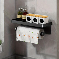 Wall Mounted Spice Rack With Shelf Condiment Storage Towel Rail