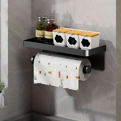 Wall Mounted Spice Rack With Shelf Condiment Storage Towel Rail