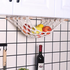 Fruit Hammock Hanging Basket for Kitchen Under Cabinet with 4 Hooks