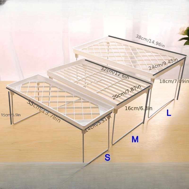 1pc Foldable Storage Rack Shelf Stackable Kitchen and Bathroom Organizer