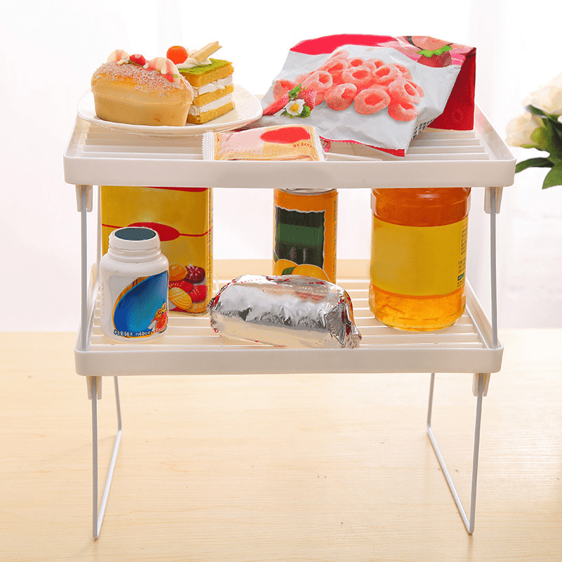 1pc Foldable Storage Rack Shelf Stackable Kitchen and Bathroom Organizer