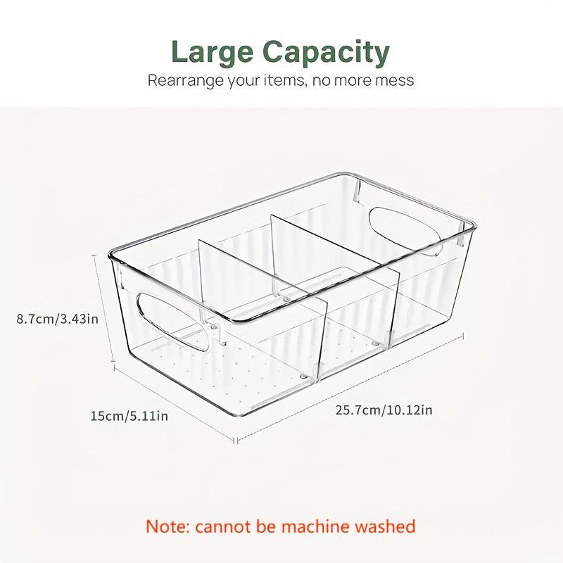 4pcs Refrigerator Organizer Bins with Removable Dividers - Keep Food Fresh