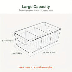 4pcs Refrigerator Organizer Bins with Removable Dividers - Keep Food Fresh