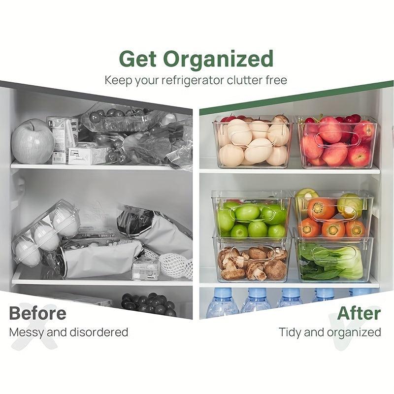 4pcs Refrigerator Organizer Bins with Removable Dividers - Keep Food Fresh
