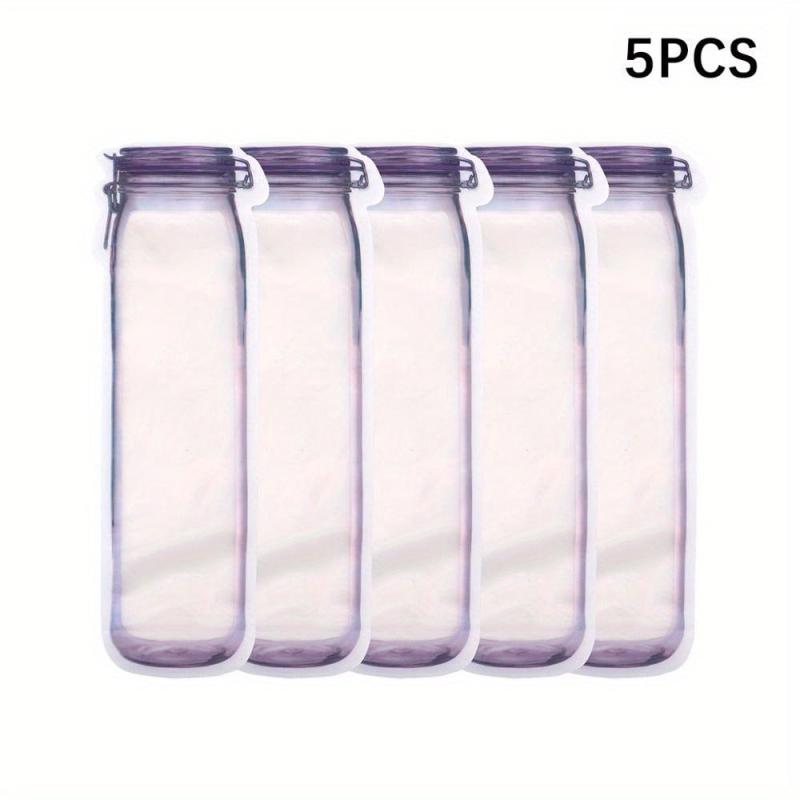 5pcs Reusable Mason Jar Bottle Bags Self Standing Zipper Sealed Food Storage Bag