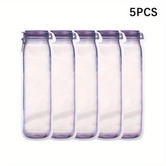 5pcs Reusable Mason Jar Bottle Bags Self Standing Zipper Sealed Food Storage Bag