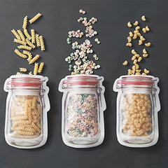 5pcs Reusable Mason Jar Bottle Bags Self Standing Zipper Sealed Food Storage Bag
