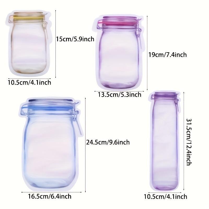5pcs Reusable Mason Jar Bottle Bags Self Standing Zipper Sealed Food Storage Bag