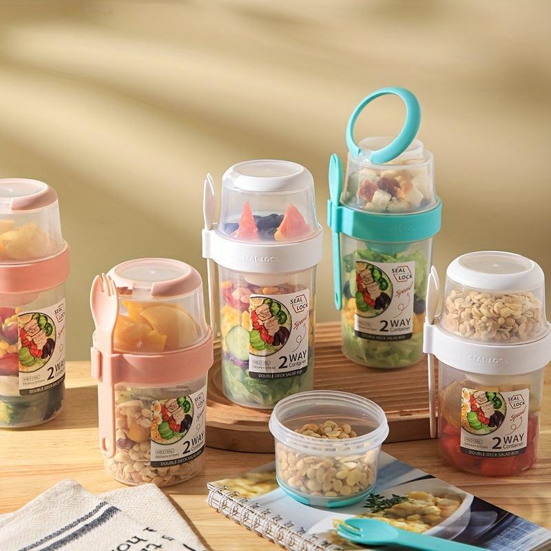 Double Layer Breakfast Salad Cup With Lid & Fork