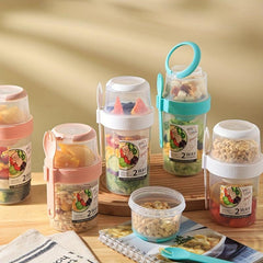 Double Layer Breakfast Salad Cup With Lid & Fork