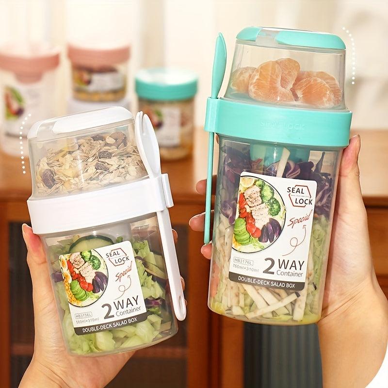 Double Layer Breakfast Salad Cup With Lid & Fork