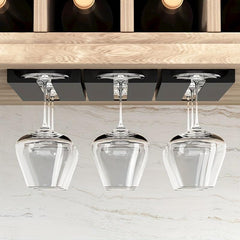 Set of 2 Wine Glass Holder Under Shelf Metal Rack