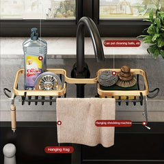 Aluminum Kitchen Storage Rack with Faucet Shelf and Under Sink Organizer